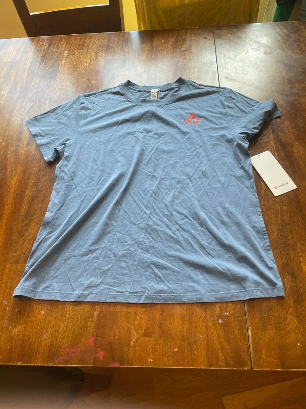 Lululemon NWT All Yours Tee *ArchCraft Logo Blue Grey Size 8 Cotton Relaxed